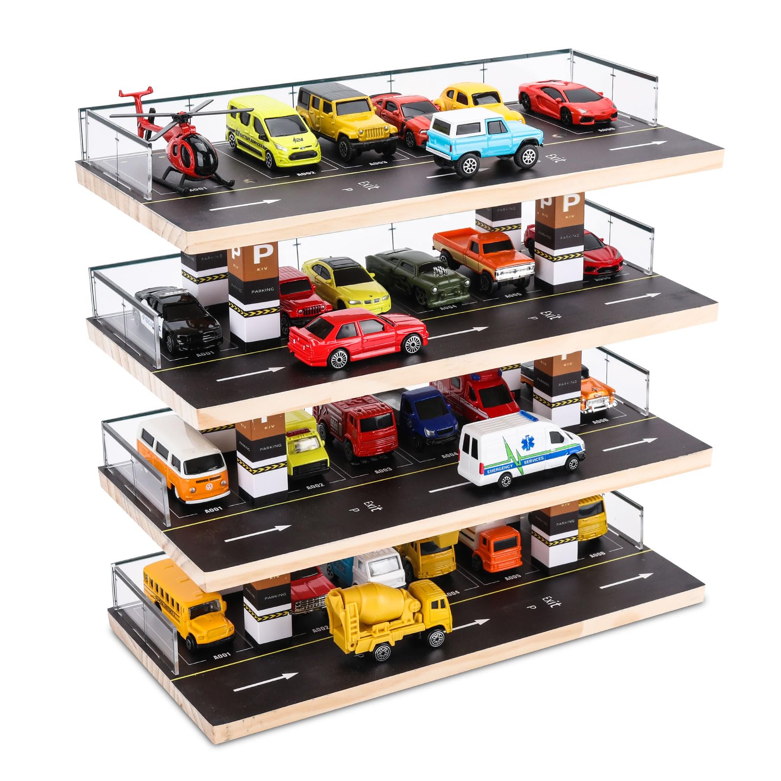 Saichotoy 1:64 scale diecast display case front view with level spaces.
