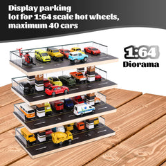 Saichotoy Hot Wheels display case four-level parking garage top view.