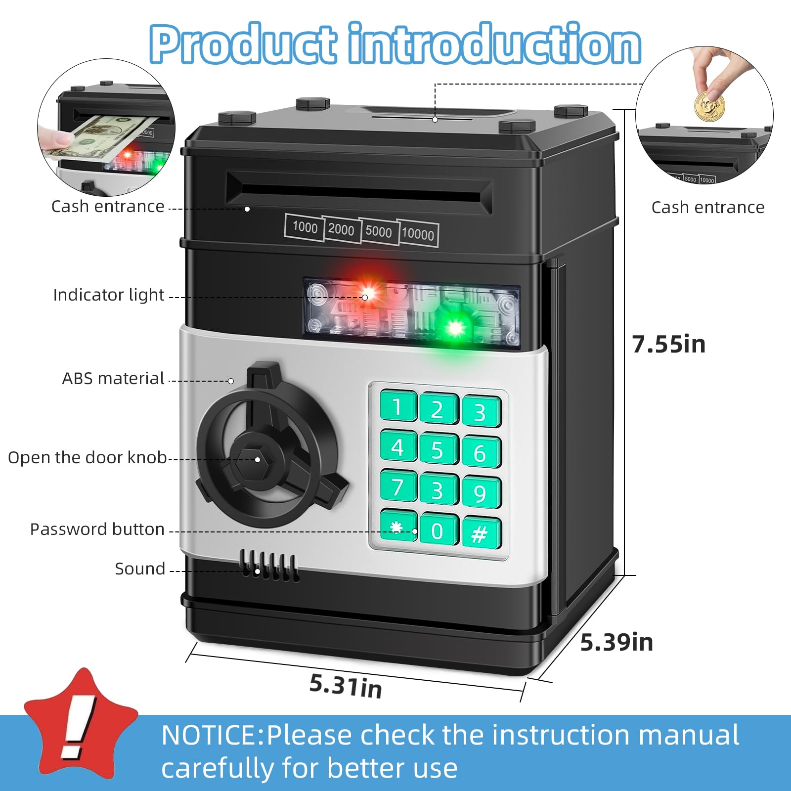 Saidrip piggy-bank door opening demonstrates protected access after correct code.