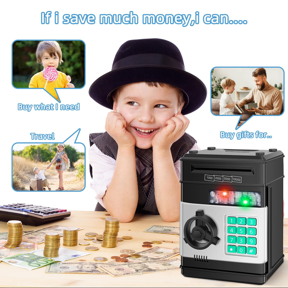 Saidrip piggy-bank password keypad close-up showing secure access for kids.