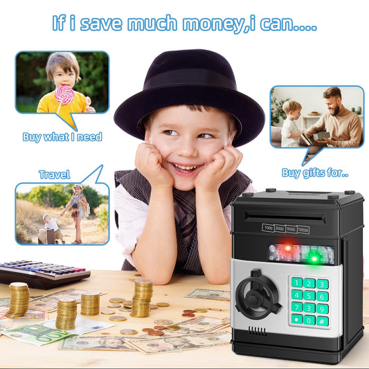 Saidrip piggy-bank password keypad close-up showing secure access for kids.