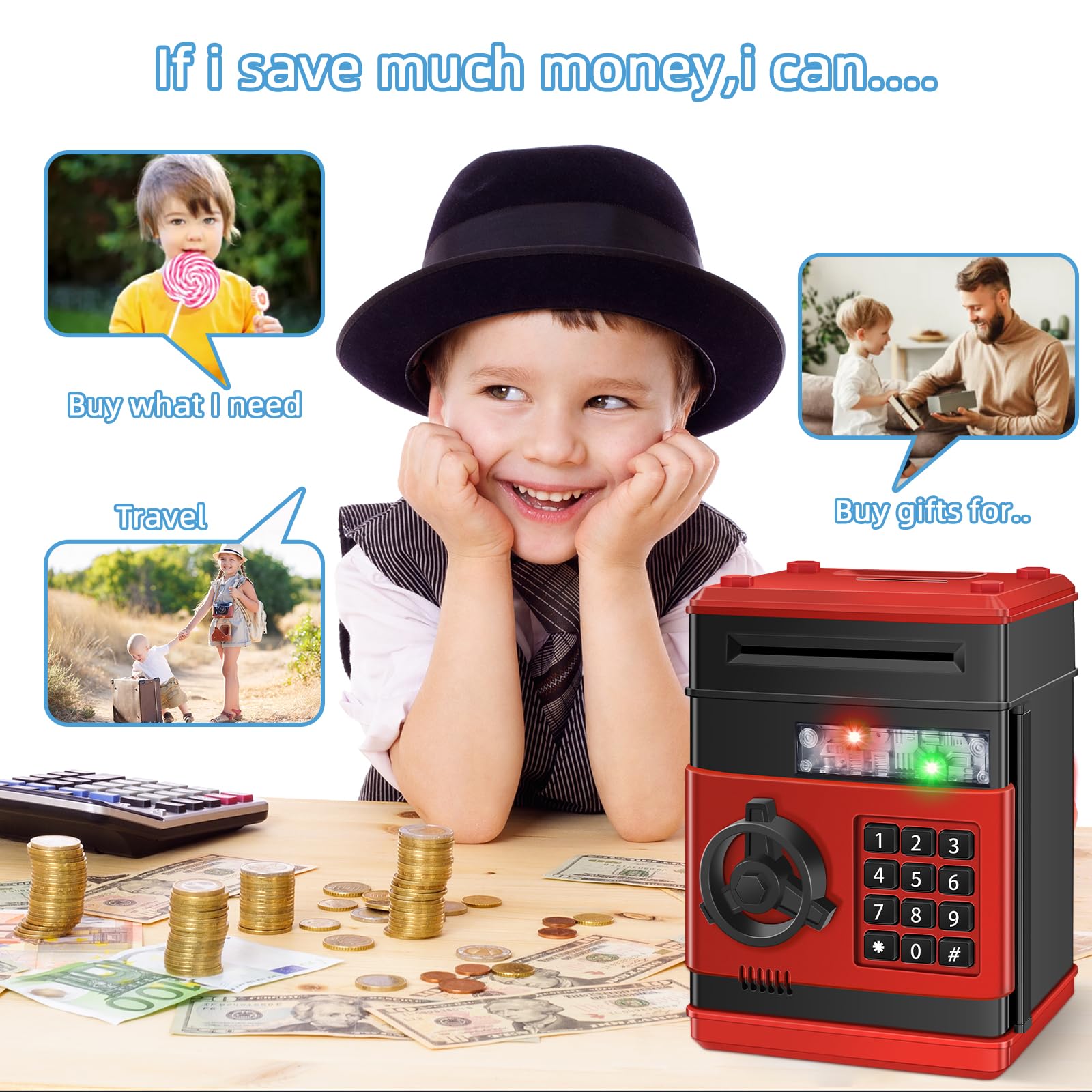 Saidrip piggy bank password-panel keeps savings secure and easy to reset