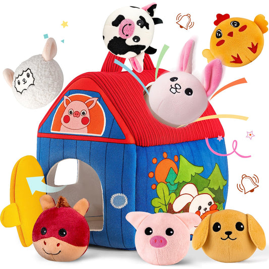 SAIMAND barn with stuffed farm animals for cozy, screen-free play