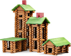 SainSmart Jr. 450pcs wooden log cabin roof piece promotes imaginative play and spatial planning.