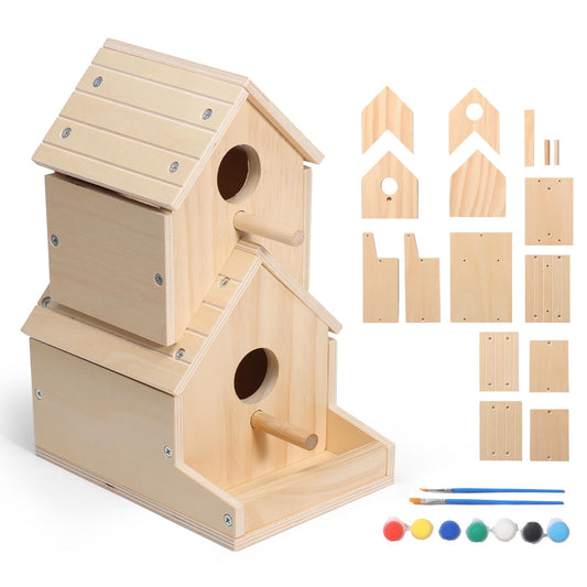 SainSmart Jr. Bird House 2-Story front view with dual entrances for nesting