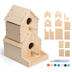 SainSmart Jr. Bird House 2-Story front view with dual entrances for nesting