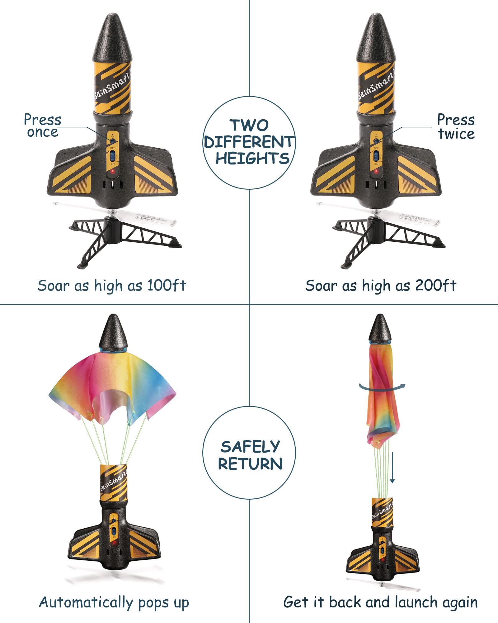 SainSmart Jr. rocket launcher outdoor-play captures kids enjoying active, educational outdoor experiments.