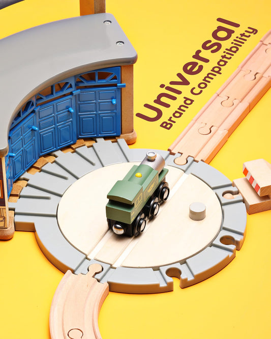 SainSmart Jr. roundhouse with engine bays promotes hands-on exploration.