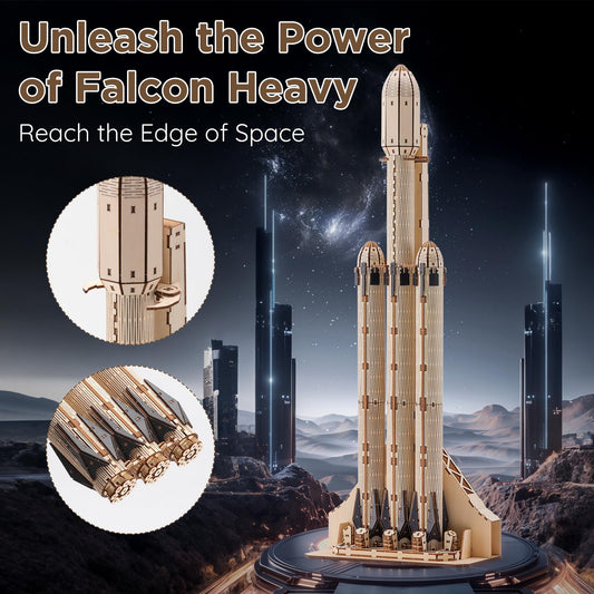 SainSmart Jr completed Space-X Falcon Heavy display model on a desk