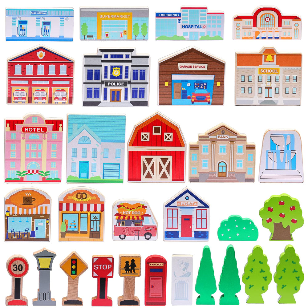 SainSmart Jr town play set: city buildings for imaginative play and storytelling