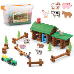 SainSmart Jr wooden logs set with container for organized play and storage.