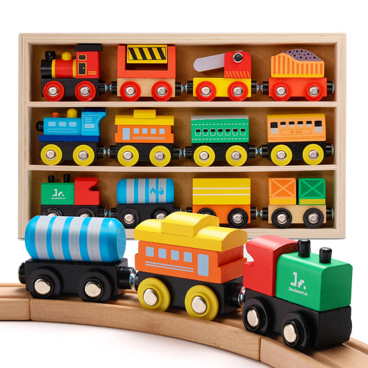 SainSmart Jr wooden train engine with magnetic connectors for safe engaging play