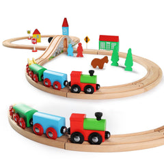 SainSmart Jr. compact-design wooden train set for imaginative play