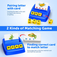 SAITCPRY letter cubes used for word building and memory games.