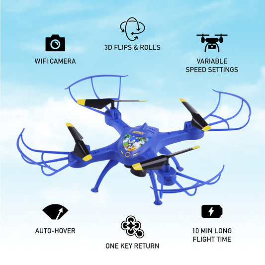 Sakar Sonic Sky Racer performs 3D flips for dynamic indoor play.