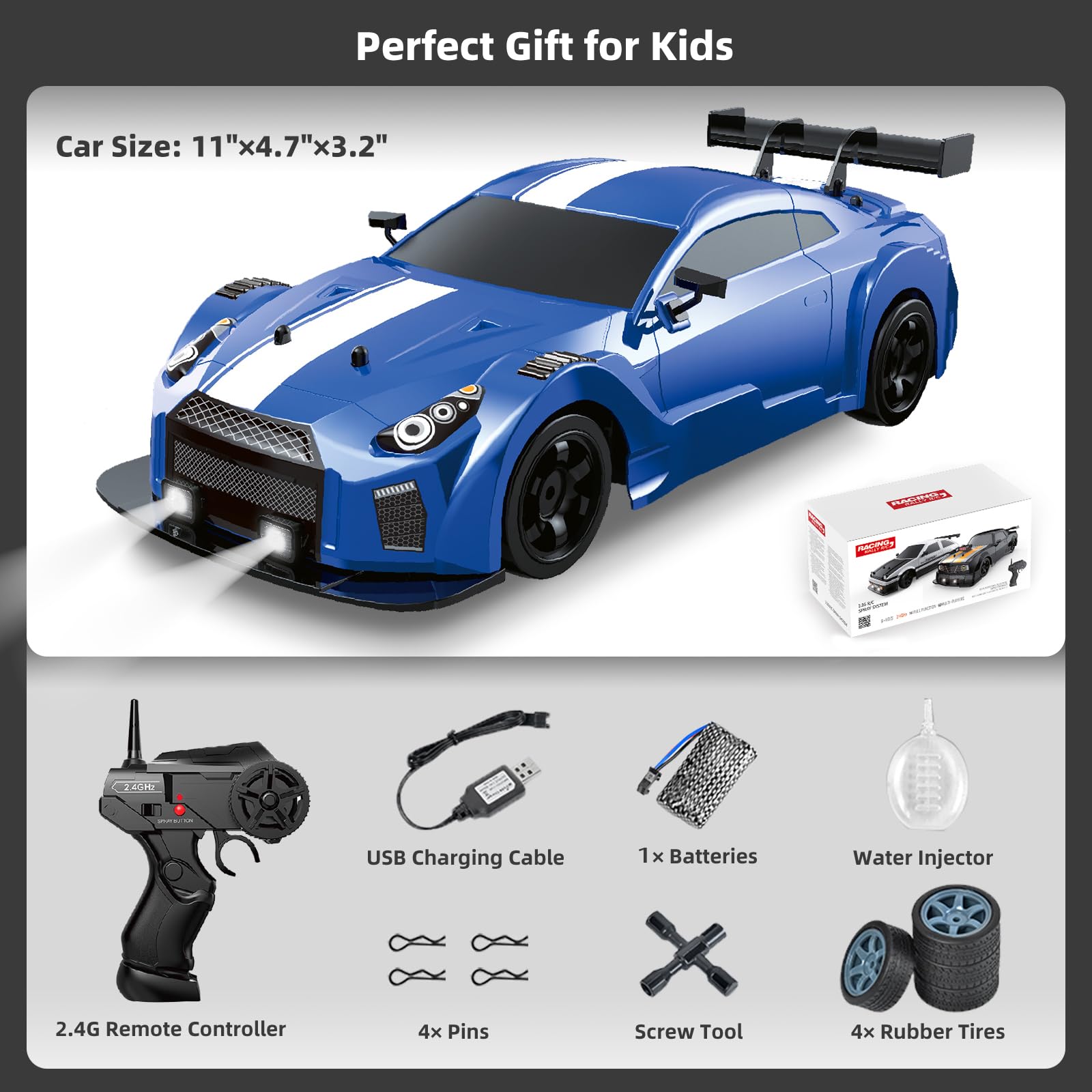 Sakeye RC Drift Car battery charging, ready for longer play sessions