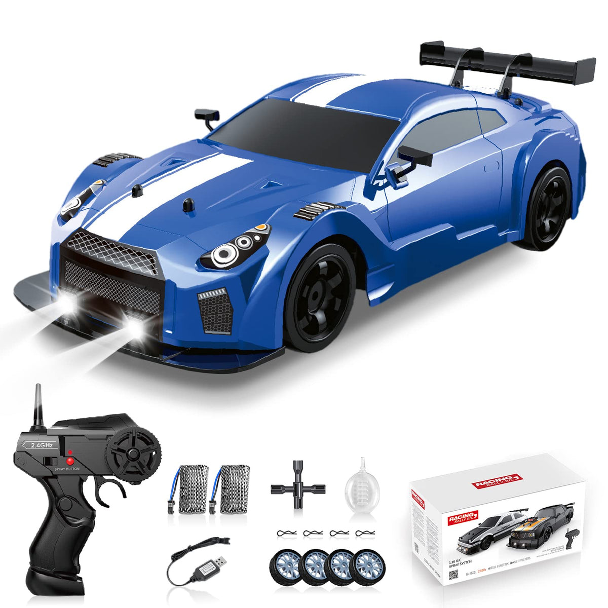 Sakeye RC Drift Car front view highlighting 4WD control for stable driving