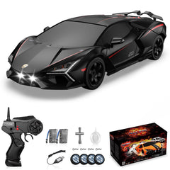 Sakeye RC Drift Car front view showcasing 4WD build and sleek black shell for action