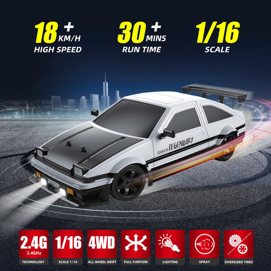 Sakeye RC drift car with LED lights for night driving