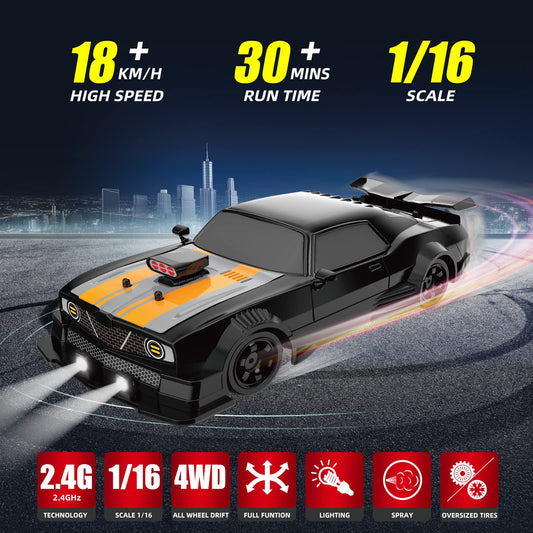 Sakeye RC Drift Car side view showing drift tires for sharp turns