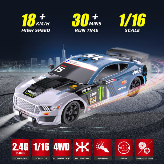 Sakeye RC Drift Car side view shows sleek profile and stability