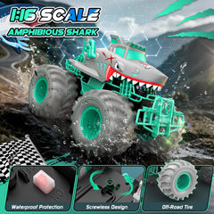 Salazaza Waterproof Shark RC Car detail view shows bold fins.