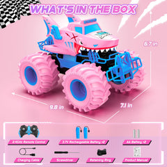Salazaza Shark RC Car side view highlighting 4WD grip on varied terrain