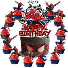 saleix Spidey cake topper and cupcake toppers finish the treats with style