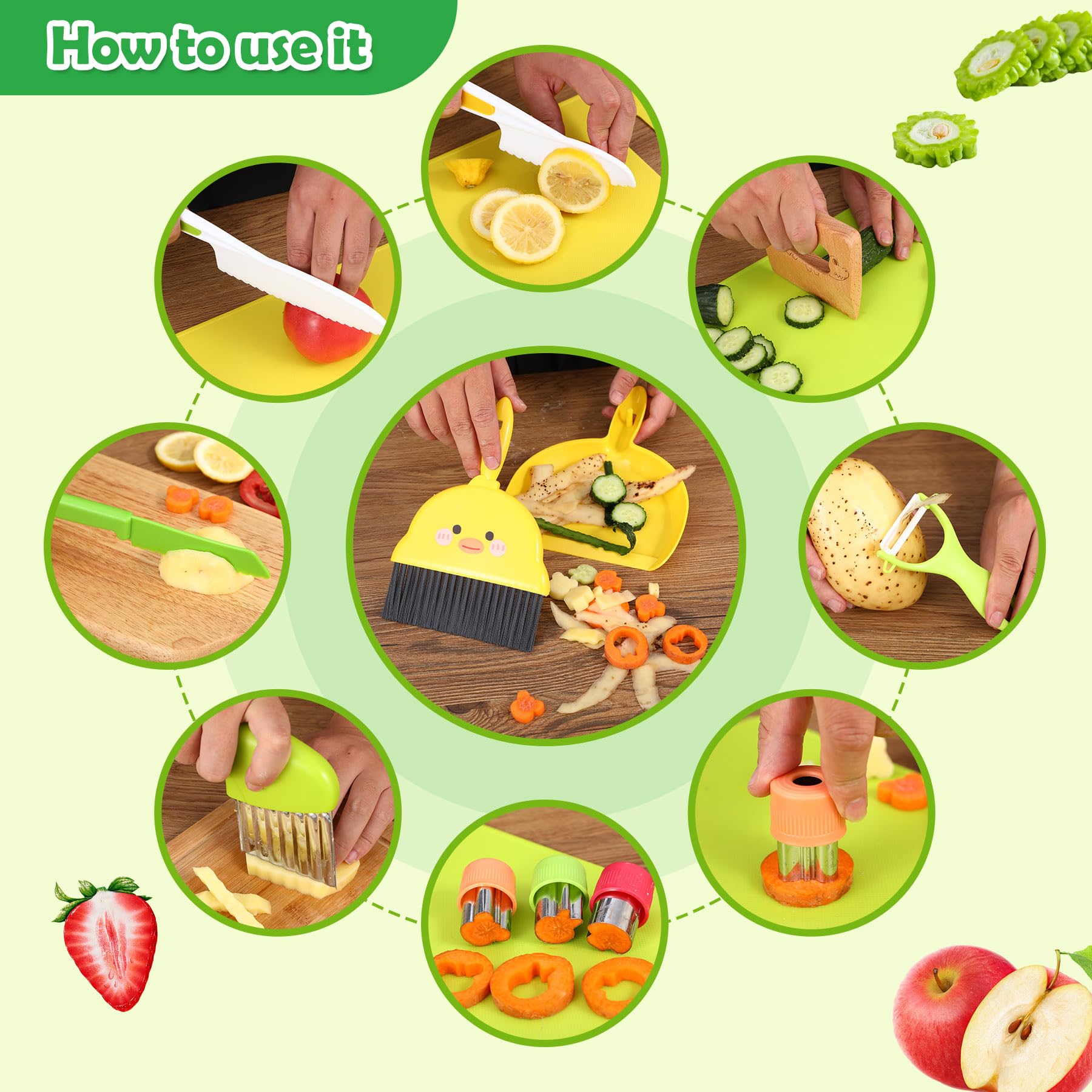 Salufo wooden toddler knife with one-piece handle for easy grip