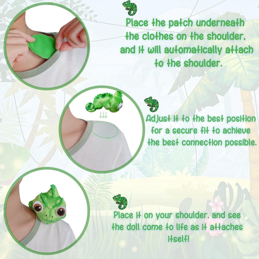 Salvado Lizard Plush includes metal sheet for secure clothing attachment during play.