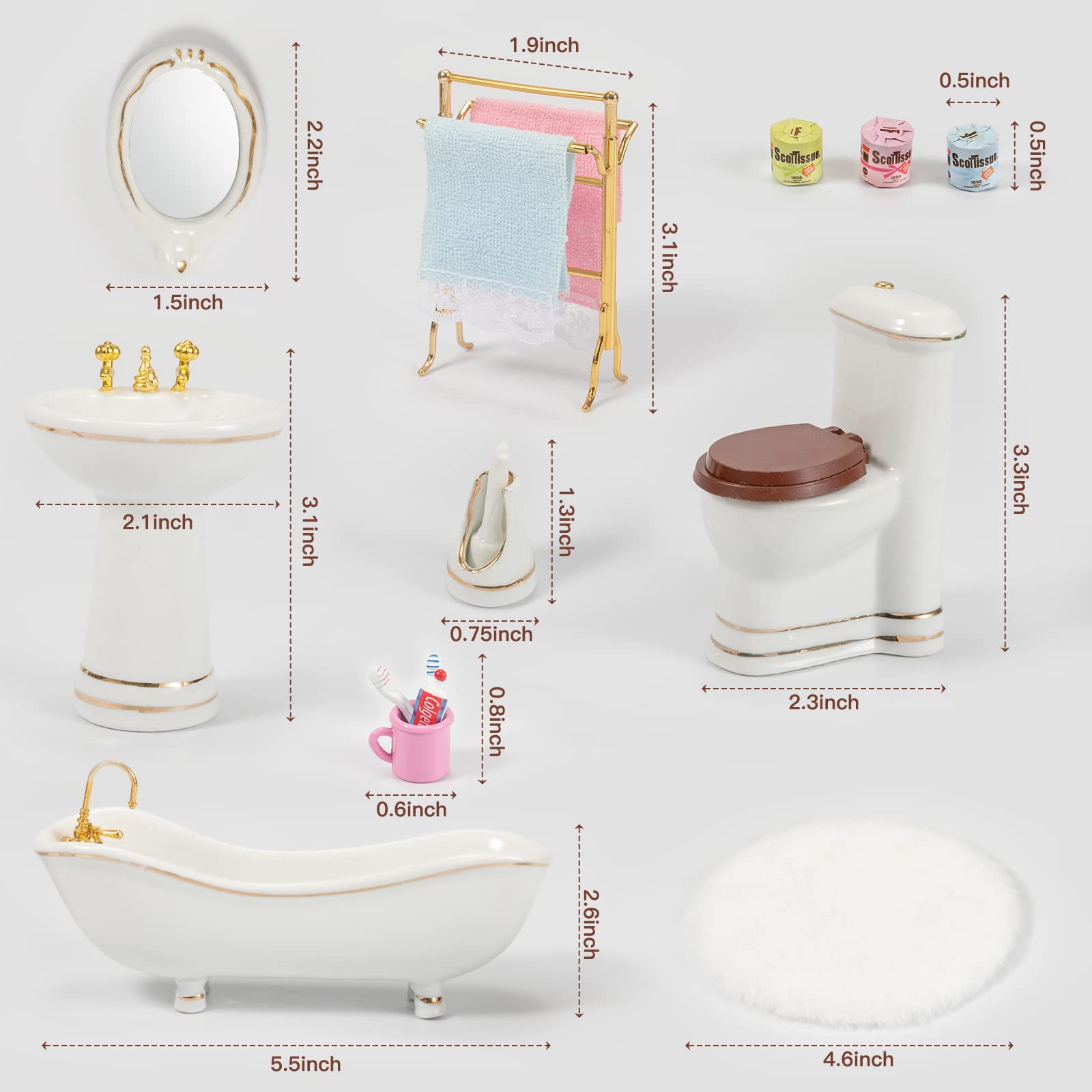 SAMCAMI dollhouse bathroom mirror adds authentic detail for miniature rooms.