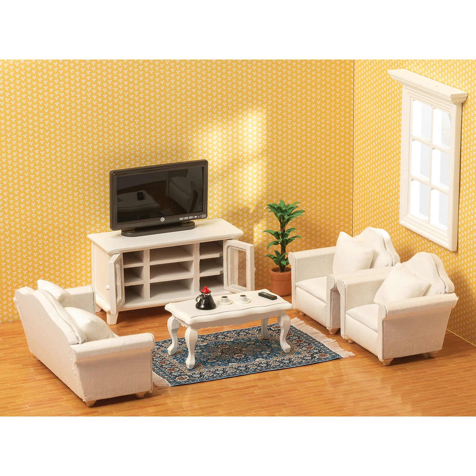 SAMCAMI white coffee table enhances dollhouse coffee moments and display layouts.
