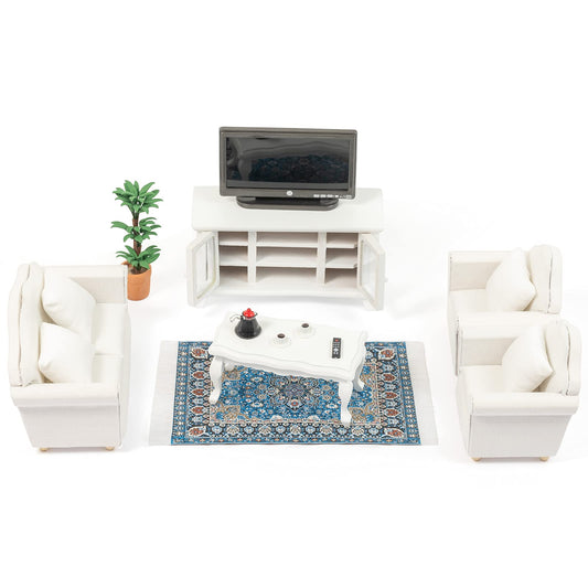 SAMCAMI 1:12 scale dollhouse sofa in white for cozy living room scenes.