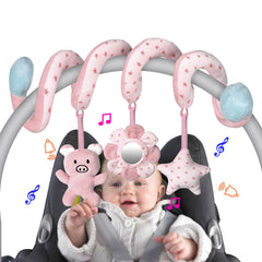 SAMMAS pink pig spiral toy stimulates tactile exploration during car rides