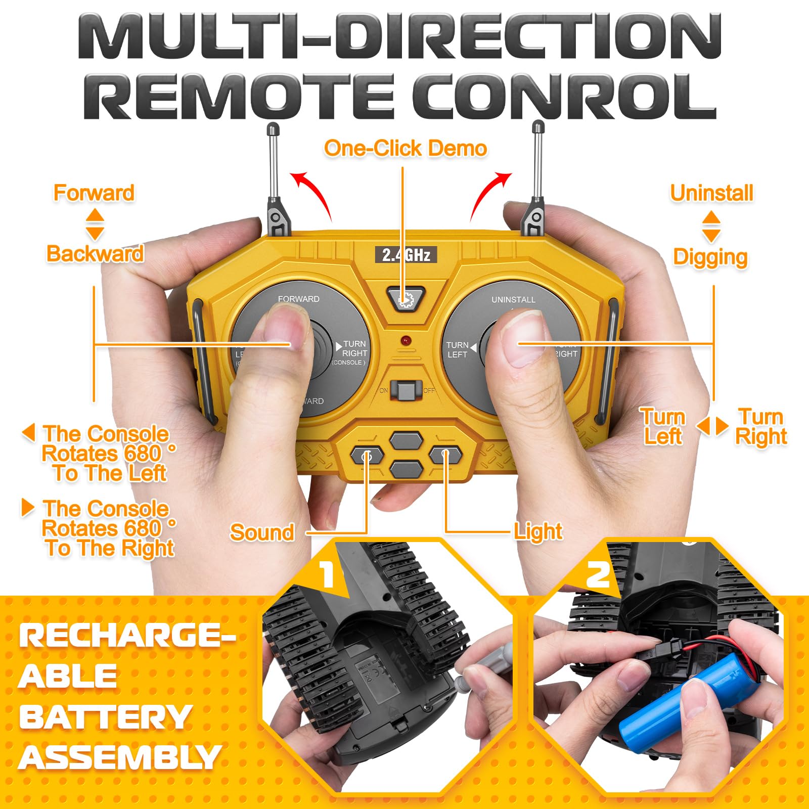 Samtop excavator toy supports hand-eye coordination and engineering curiosity during play.