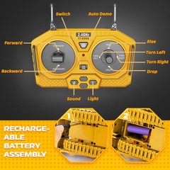 Samtop RC Bulldozer rechargeable battery with USB charging for extended sessions
