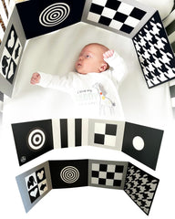 Samuel Sensory supersized black and white cards foldout 100cm for newborn visual exploration.