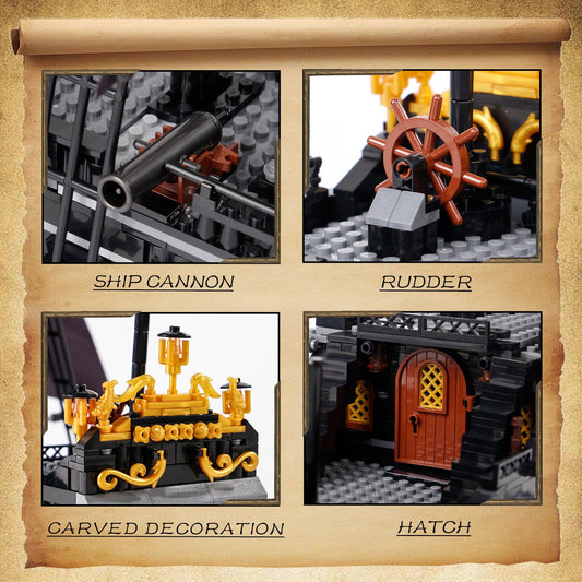 SAMYBLOCKS Pirate Ship interior detail reveals collectible craftsmanship on display.