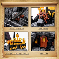 SAMYBLOCKS Pirate Ship interior detail reveals collectible craftsmanship on display.