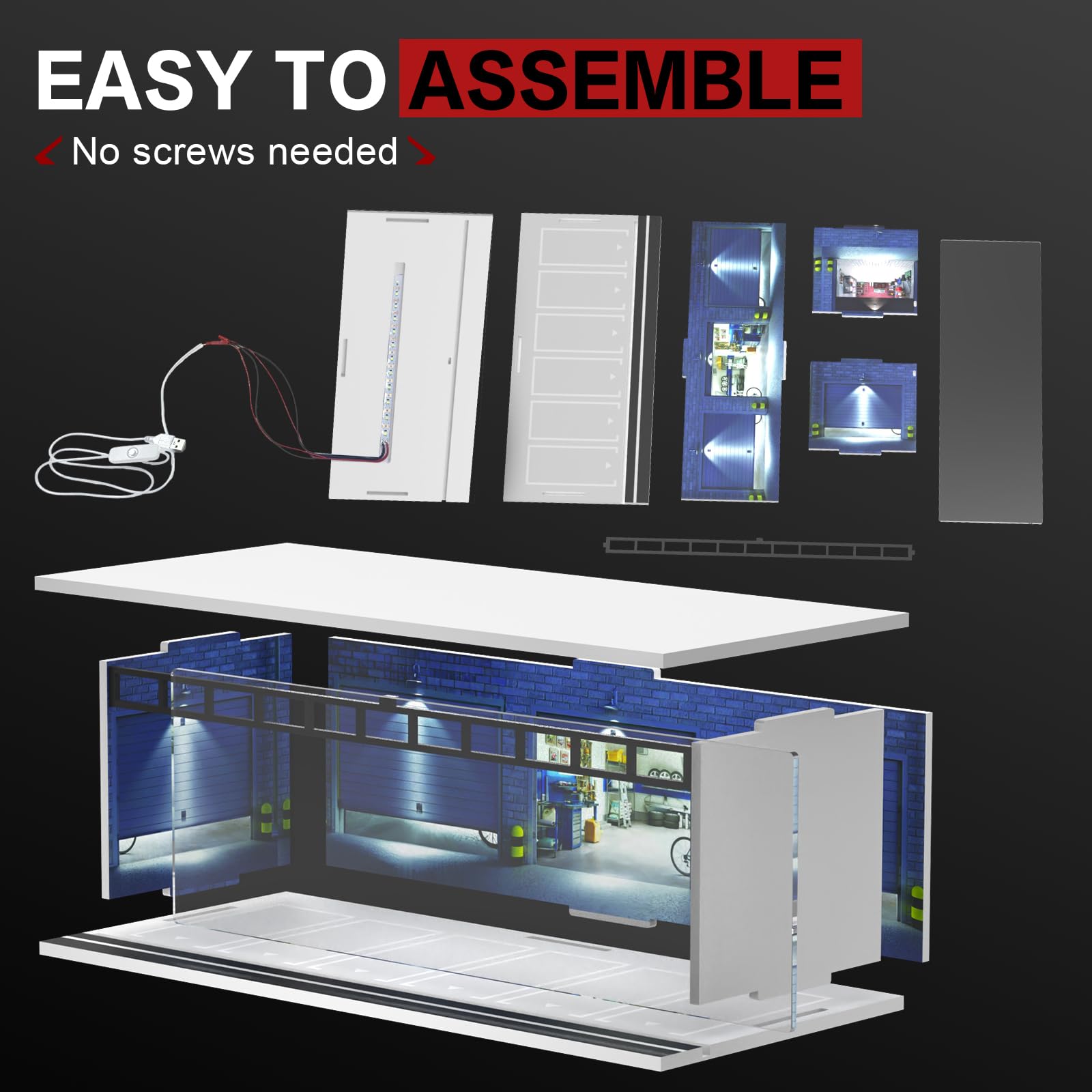 SAMYUCHO LED-powered display with back cords for simple expansion