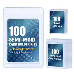 SAMYUCHO 100ct semi-rigid card holder displayed with clear visibility for PSA submissions.
