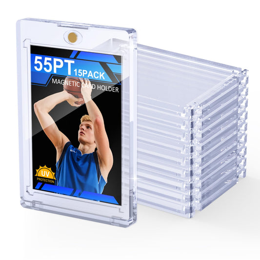 SAMYUCHO 15ct magnetic card holder closed, secure display for prized cards.