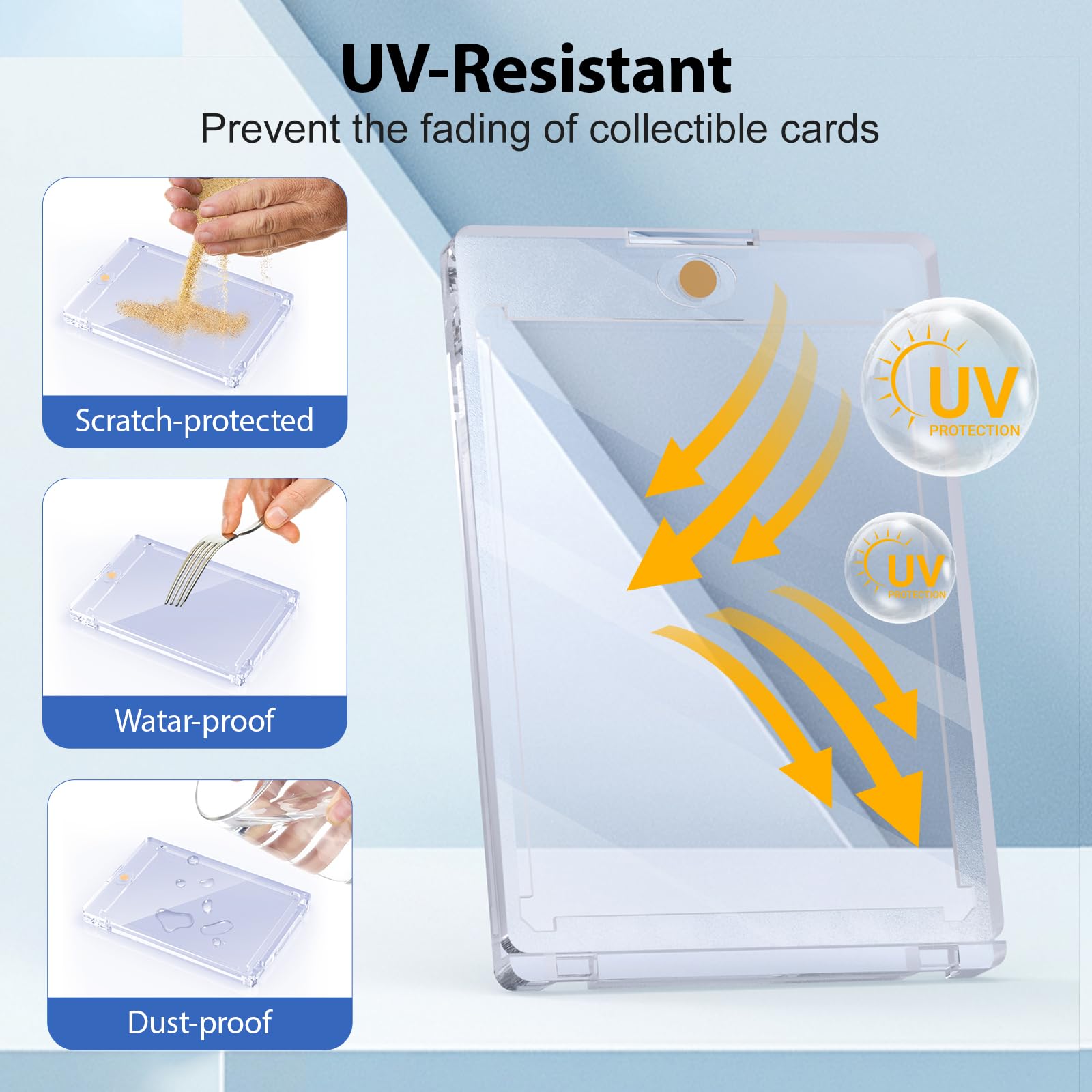 SAMYUCHO 55pt universal-fit sleeve accommodates MTG, Pokémon, Yu-Gi-Oh!, and more.