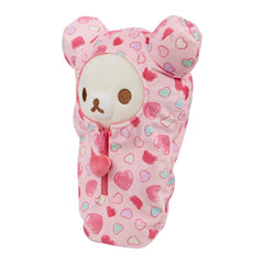 San-X Rilakkuma Hearts Sleeping Bag Plush fabric closeup showing plush texture