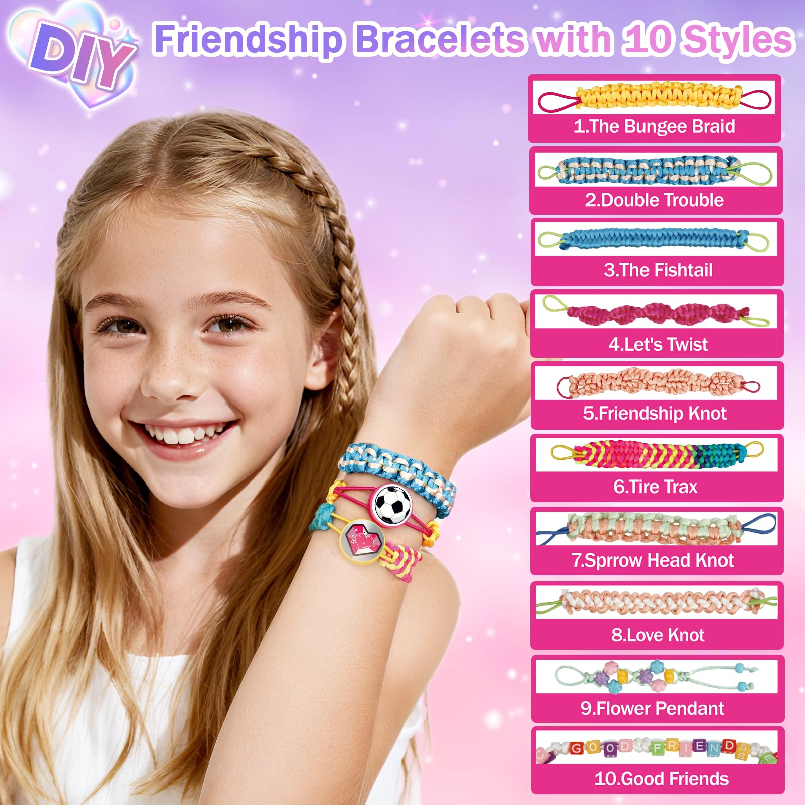 SANANT bracelet kit contents with beads and buttons for colorful designs