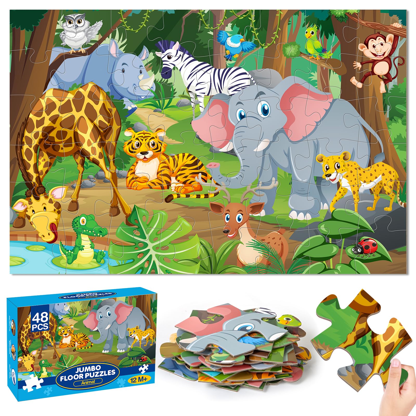 SANANT Jumbo Floor Puzzle with a colorful animal scene for collaborative family play