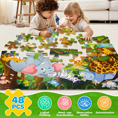 SANANT Jumbo Floor Puzzle pieces have kid-friendly edges for safe handling on the floor