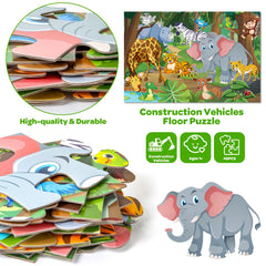 SANANT Jumbo Floor Puzzle showcases tiger, elephant, giraffe, and more to boost recognition and problem solving