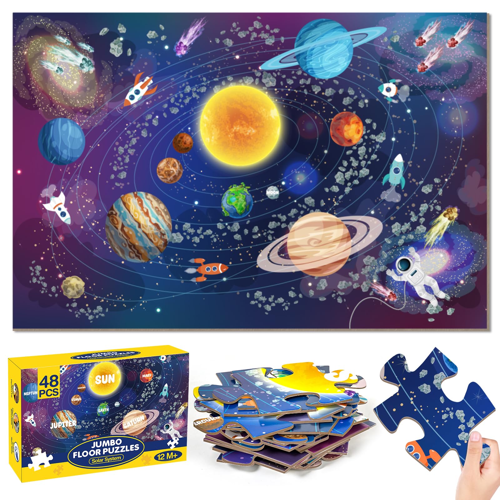 SANANT Jumbo Solar System Floor Puzzle on the floor, inviting space-themed exploration for kids.