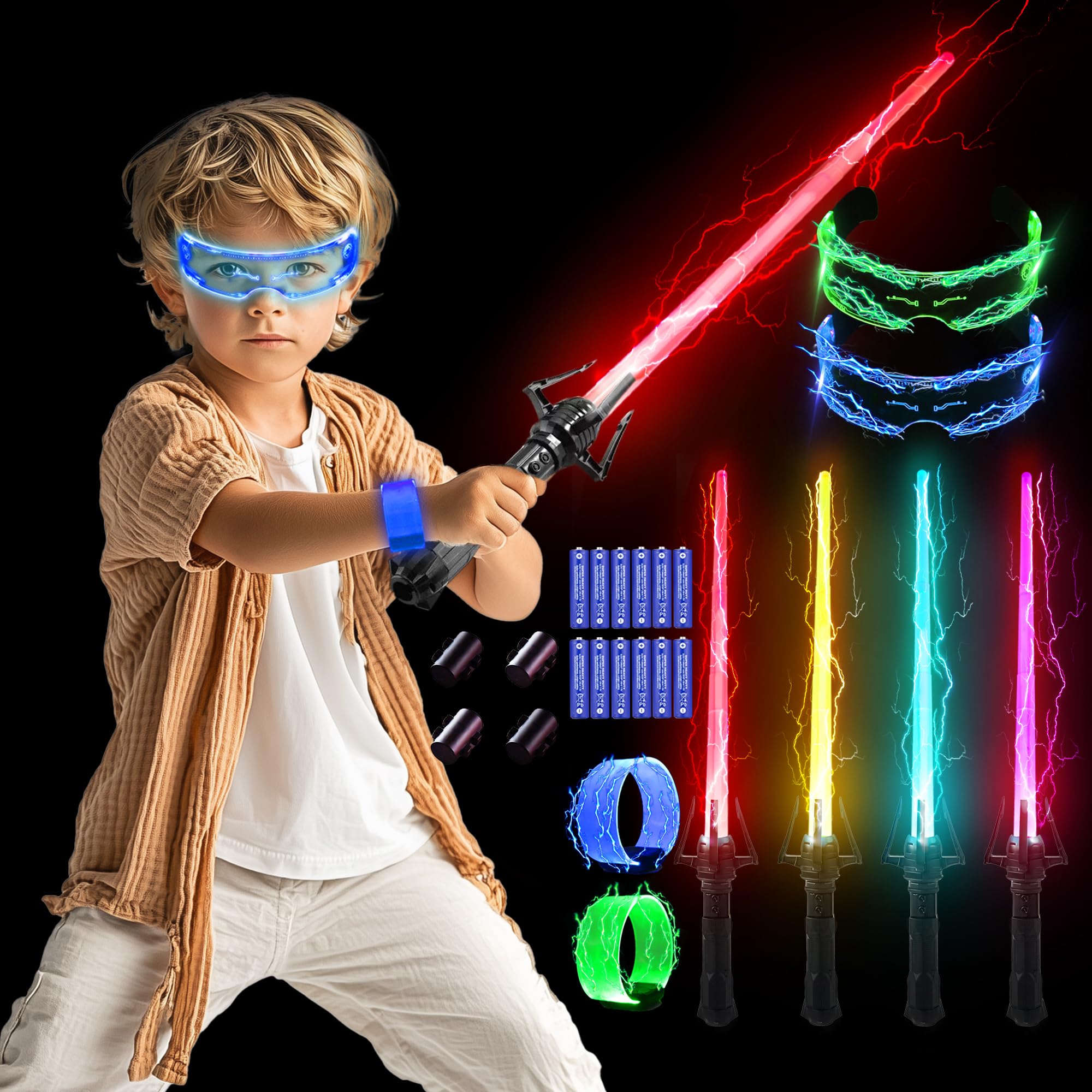 SANCO light up sabers set with four color-changing blades for exciting battles